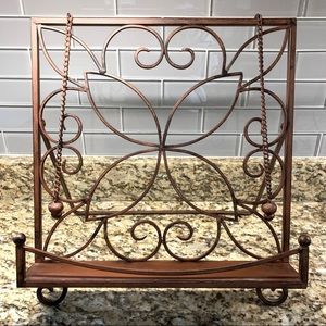 Cookbook holder kitchen rod iron 13” stand